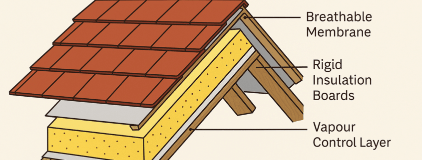 diagram of warm roof outlining the insulation and ventilation